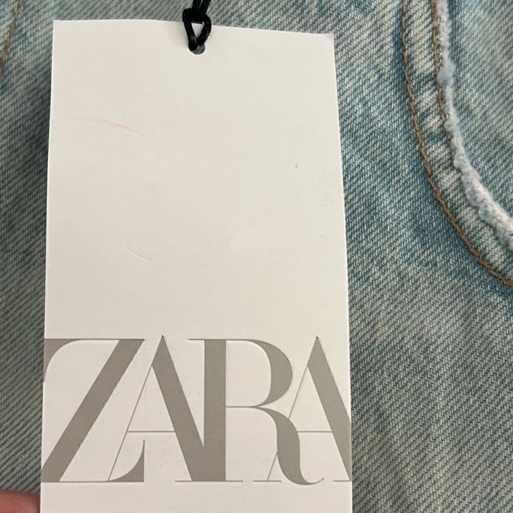 ZARA Crop Top Size Small Denim Sleeveless Raw Hem New with tags - Picture 10 of 11